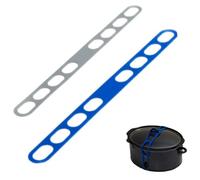 Universal Silicone Lid Strap Set, Food Grade Elastic Crock Pot Securing Straps, Blue and Gray, 2-Pack, Splash Proof for Casserole Dishes, Pots and Pans