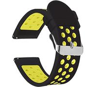 Universal Silicone Watch Band 18mm 20mm 22mm 24mm Width Quick Release Rubber Bands for Men Women, Black-Yellow, 18mm, strap