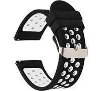 Universal Silicone Watch Band 18mm 20mm 22mm and 24mm Width, Quick Release Rubber Straps for Men Women, Black-White, 22mm Strap