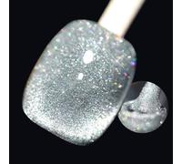 Universal Silver Cat Eye Gel Nail Polish Aurora Holographic Cat Eye Magnet for Nails White Nail Gel Soak Off Aurora Manicure DIY Nail Art Varnish for Women