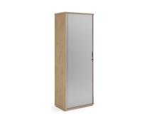 Universal single door tambour cupboard 2140mm high with 5 shelves - Kendal Oak with silver door