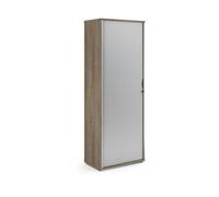 Universal single door tambour cupboard 2140mm high with 5 shelves - Nebraska Oak with silver door