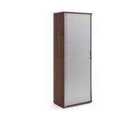 Universal single door tambour cupboard 2140mm high with 5 shelves - Walnut with silver door