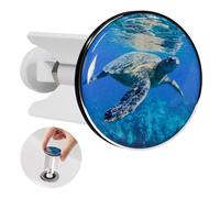 Universal Sink Plug, 40mm Bathroom Basin Sink Plug Replacement Drain Pop-Up Plug Height Adjustable Bathroom Plugs for Bathroom Kitchen All Standard Sinks, Sea Turtle