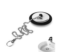 Universal Sink Plug Bathroom Sink Plug Replacement Rubber Drain Stopper with 40cm Stainless Steel Chain for Kitchen & Bathroom