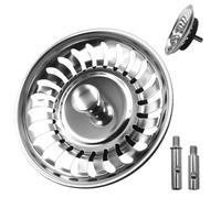 Universal Sink Plug Diameter 80 mm | Drain plug made of stainless steel strainer for kitchen sink (including 2 pins)