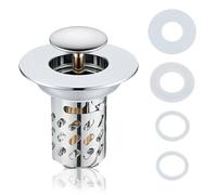 Universal Sink Plug Replacement 4 Pack, Pop Up Sink Stopper with Strainer Basket, Sink Drain Stopper for Bathroom & Kitchen, Fits 1.18'' to 2.36'' (30-60mm)