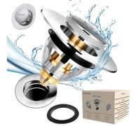 Universal Sink Plug Replacement & Bathroom Sink Drain Stopper, Basin Plug Made of Pure Copper,Drain Plug,Bathroom Sink Stopper Pop Up with Double Seal for Diameter 34~38 mm