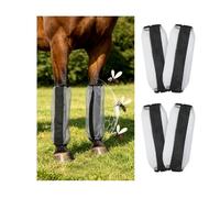Universal Size Horse Fly Boots - Fine Mesh Stomping Reduction Leggings with Nylon Stays, Fleece Trim, Quick-Grip (4 Pack,Light Gray).
