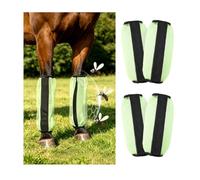 Universal Size Horse Fly Boots - Fine Mesh Stomping Reduction Leggings with Nylon Stays, Fleece Trim, Quick-Grip (4 Pack, Green).