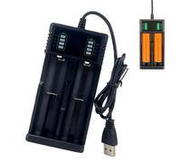 Universal Smart Battery Charger, Dual Bay USB Charger for 18650, 21700, 26650,14500 and Other Li-ion Rechargeable Batteries with LED Indicator