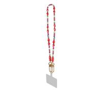 Universal Smartphone Shoulder Strap with Removable Elegant Pearls, Red