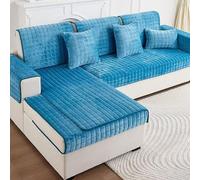 Universal Sofa Cover Anti-Slip Flannel Couch Protector for 1/2/3/4 Seater U-Shaped & L-Shaped Sofas Blue 70x70cm & Stylish Furniture Protector