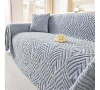 Universal Sofa Cover - Cozy Warm Protector for 1-4 Seater Sofas, Soft Multi-Purpose Couch Shield, Foulard Throw, 180x280cm Light Gray - Winter Essential