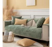 Universal Sofa Cover L-Shape with/without Armrests, Eco-Friendly Plush Couch Protector, Non-Slip Slipcover for 1-4 Seater, Soft Fabric, Green (70x120cm)