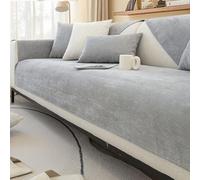 Universal Sofa Cover Velvet Slipcover for 1/2/3 Seater Anti Slip Waterproof Pet Friendly All Season Protection Grey 110x210cm