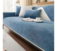 Universal Sofa Cover Waterproof Velvet Couch Protector with Non Slip Base Pet Friendly for 1 2 3 Seater All Seasons Blue 90 * 120cm