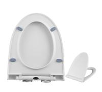Universal Soft Close Toilet Seat - White Oval U-Shaped/V-Shaped Loo Lid Quiet No Slamming Design Easy Top Fixing Standard Size for All Toilets
