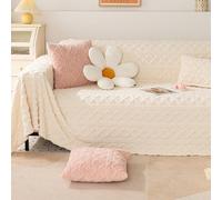 Universal Soft Warm Sofa Cover Cat Scratch-Resistant Couch Throw Blanket for 2-4 Seater Sofas Armchairs & Beds - Beige 180x230cm