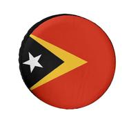 Universal Spare Tire Cover, Novelty East Timor Flag Printed Vehicle Wheel Protectors With Waterproof, Travel Accessories Fit For Travel Trailer Rv Suv Truck, 16 inch