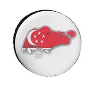 Universal Spare Tire Cover, Waterproof Rain Tire Protectors Case Singapore Map Flag Print Wheel Covers Travel Accessories Fit For Trailer Rv Truck Suv Camper, 17 inch