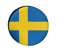 Universal Spare Tire Cover, Waterproof Rain Tire Protectors Case Sweden Flag Print Wheel Covers Travel Accessories Fit For Trailer Rv Truck Suv Camper, 14 inch