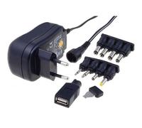 Universal Stabilized Power Supply 3-12V DC 300mA Conn. DC, Jack, USB