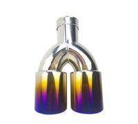 Universal Stainless Steel Car Styling Mufflers Exhaust Tail Throat Pipe Tip Multi-size Dual Outlet Auto Muffler 51mm 63mm(Blue,60MM)