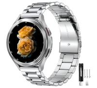 Universal Stainless Steel Watch Strap Compatible with Samsung Galaxy Watch 7/FE/6/5/4/3, Watch 5 Pro, 6/4 Classic, Gear S3/S2, Garmin, 20 mm 22 mm Replacement Strap, 22mm, Titanium, Agate