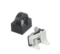 Universal Starting Relay Refrigerator PTC Start Relay 1/2 Pin 15 Ohm + 1/6H Compressor Overload Protector, Refrigerator Relay Replacement(1PIN)