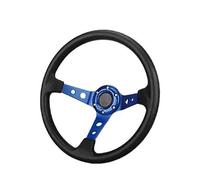 Universal Steering Wheel 14inch 35cm PU Synthetic material Racing Steering Wheel Aluminum Alloy Frame Deep Dish Universal Drift Game Compatible Deep Dish Design(Blue)