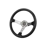 Universal Steering Wheel 14inch 35cm PU Synthetic material Racing Steering Wheel Aluminum Alloy Frame Deep Dish Universal Drift Game Compatible Deep Dish Design(Titanium)