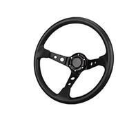 Universal Steering Wheel 14inch 35cm PU Synthetic material Racing Steering Wheel Aluminum Alloy Frame Deep Dish Universal Drift Game Compatible Deep Dish Design(Black)