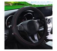 Universal Steering Wheel Cover 14.5-15 Inch Double-Layer Thickened Fabric Leather Steering Wheel Cover Rimless Car Decoration Item(Black)
