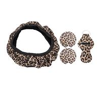Universal Steering Wheel Cover & Car Accessories Set | 4PCS Secure - Grip Cup Holder Coasters & Keyring | Polyester Rubber Grip for Cars/SUVs/Trucks | 14-15 Inch Wheel Cover
