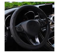 Universal Steering Wheel Cover PU Leather Corrugated Steering Wheel Cover 37-38cm Rimless Comfortable Car Accessory For All Seasons(Black)