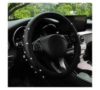 Universal Steering Wheel Cover PU Leather Embossed With Diamonds, Car Rimless Steering Wheel Cover For Interior Decoration. Suitable For All Season(Black)