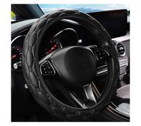 Universal Steering Wheel Cover PU Leather Embroidered Elastic Stretch Car Rimless Steering Wheel Cover Suitable For 14.5-15 Inch(Black)