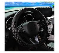 Universal Steering Wheel Cover PU Soft Leather Crystal Carbon Fiber Embroidered Rimless Steering Wheel Cover For 14.5-15 Inch Car Interiors(Black)