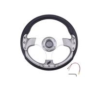 Universal Steering Wheel RASTP 13 Inch PU Racing Steering Wheel Compatible With Go Kart Car Modification Gaming Deep Dish Design(Silver)