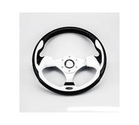 Universal Steering Wheel Universal 13 Inch 320mm Racing Steering Wheel Aluminum Bracket PU Synthetic material Auto Parts Compatible Models Deep Dish Design(White)