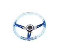 Universal Steering Wheel Universal 14 Inch 340mm Acrylic Transparent D-Shaped Glow-in-the-Dark Racing Steering Wheel Compatible Car Models Deep Dish Design(Baked blue light blue)