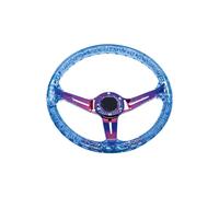 Universal Steering Wheel Universal 14 Inch 340mm Acrylic Transparent D-Shaped Glow-in-the-Dark Racing Steering Wheel Compatible Car Models Deep Dish Design(Color blue)