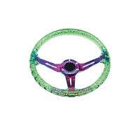 Universal Steering Wheel Universal 14 Inch 340mm Acrylic Transparent D-Shaped Glow-in-the-Dark Racing Steering Wheel Compatible Car Models Deep Dish Design(Color green)