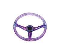 Universal Steering Wheel Universal 14 Inch 340mm Acrylic Transparent D-Shaped Glow-in-the-Dark Racing Steering Wheel Compatible Car Models Deep Dish Design(Color purple)