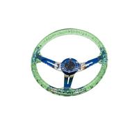 Universal Steering Wheel Universal 14 Inch 340mm Acrylic Transparent D-Shaped Glow-in-the-Dark Racing Steering Wheel Compatible Car Models Deep Dish Design(Baked blue green)