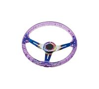 Universal Steering Wheel Universal 14 Inch 340mm Acrylic Transparent D-Shaped Glow-in-the-Dark Racing Steering Wheel Compatible Car Models Deep Dish Design(Baked blue purple)