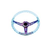 Universal Steering Wheel Universal 14 Inch 340mm Acrylic Transparent D-Shaped Glow-in-the-Dark Racing Steering Wheel Compatible Car Models Deep Dish Design(Color light blue)