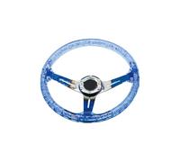Universal Steering Wheel Universal 14 Inch 340mm Acrylic Transparent D-Shaped Glow-in-the-Dark Racing Steering Wheel Compatible Car Models Deep Dish Design(Baked blue blue)