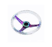 Universal Steering Wheel Universal 14 Inch 340mm Acrylic Transparent D-Shaped Glow-in-the-Dark Racing Steering Wheel Compatible Car Models Deep Dish Design(Color transparent)